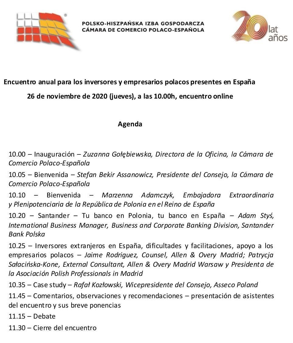 “VI edition of the annual meeting of the Polish-Spanish Chamber of Commerce for Polish investors and entrepreneurs operating in Spain”